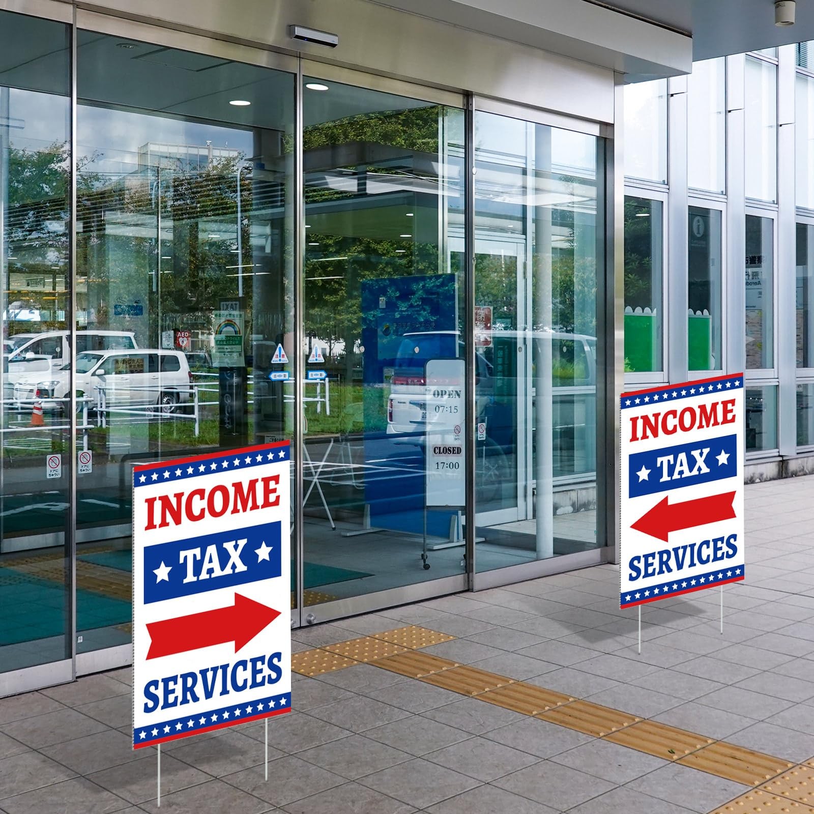 2 Pcs Income Tax Directional Arrow Sandwich Board 18&Prime; x 12&Prime; Red & Blue on Whi…