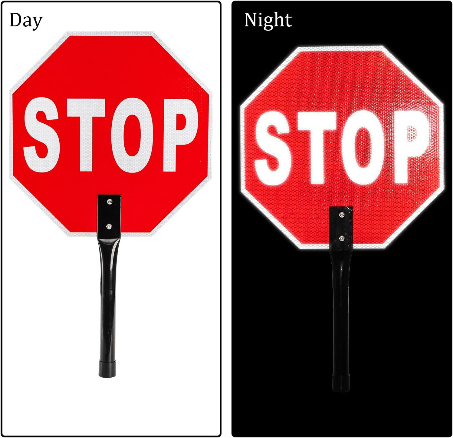 2 Pieces Stop Slow Signs, 13 » Hand Held Stop Slow Signs with Metal Handle, Doub
