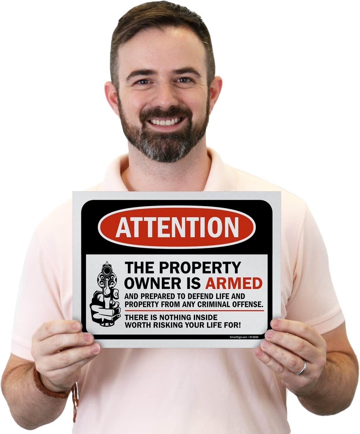 Pack of 5 9 x 12 inch “Attention – The Property Owner Is Armed” No Trespassin…