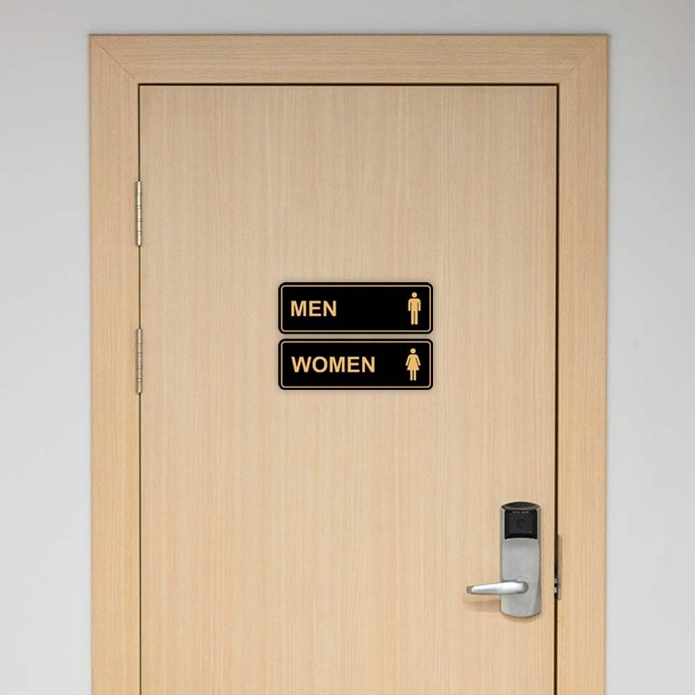 2 PCS Standard Men Women Restroom Sign Black Large Size Bathroom Door Decor