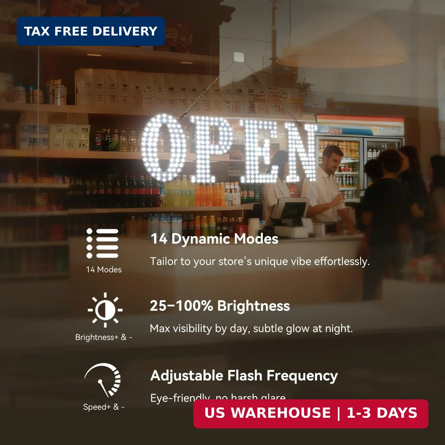 40&Prime;x14&Prime; Large Open Sign for Business, Open Signs Led with Hanging Installation,