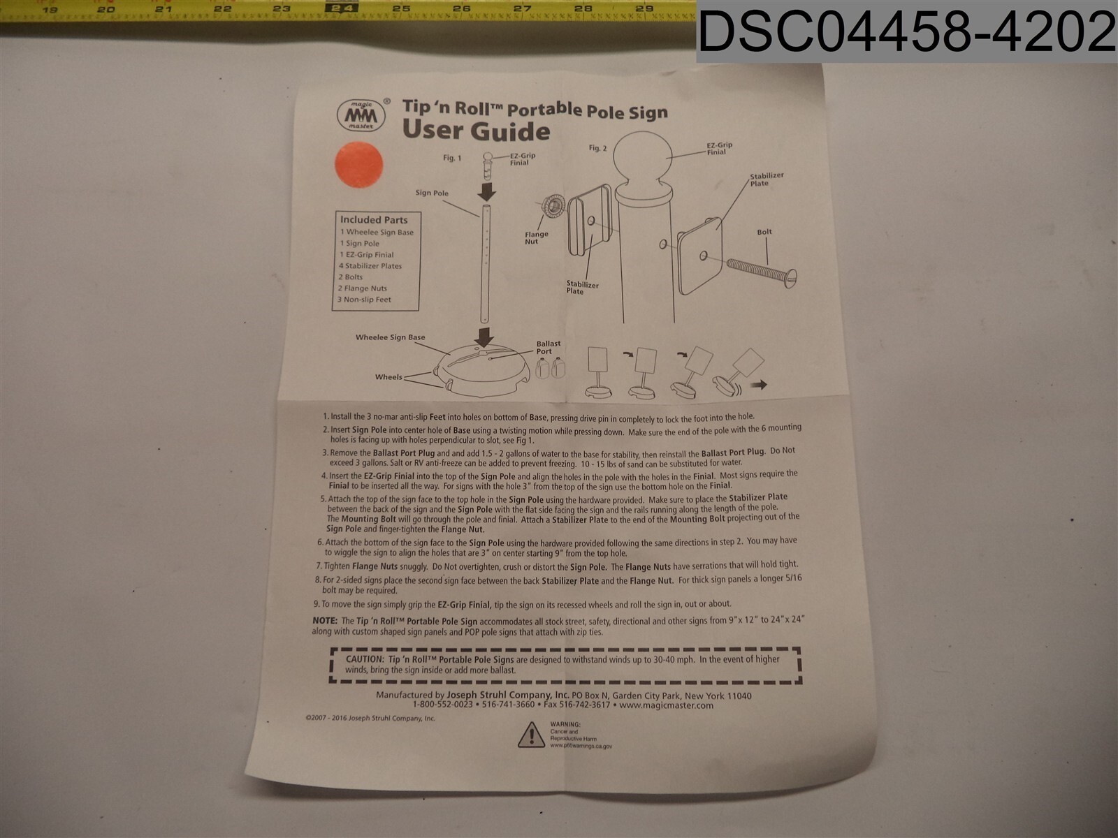 BASE ONLY: Magic Master Tip&rsquo;n Roll Portable Pole Sign, H-4592-Base