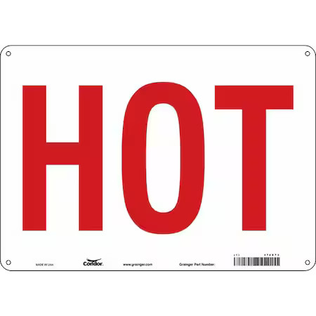 CONDOR 474X73 Safety Sign, 10 in Height, 14 in Width, Aluminum, Horizontal