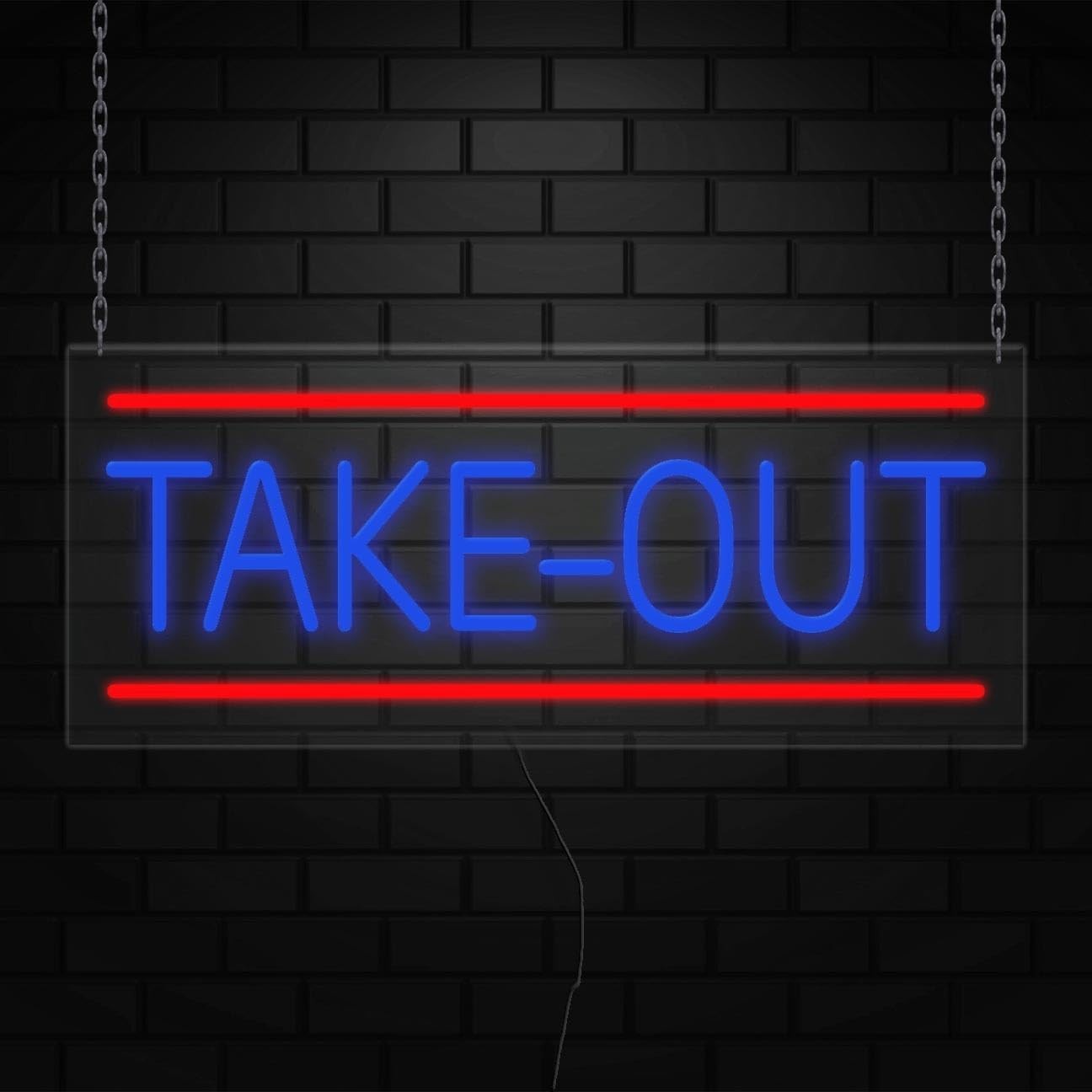 Take Out Sign for Business Displays | LED Flex Neon | 32&Prime;W x 13&Prime;H x 1&Prime;D
