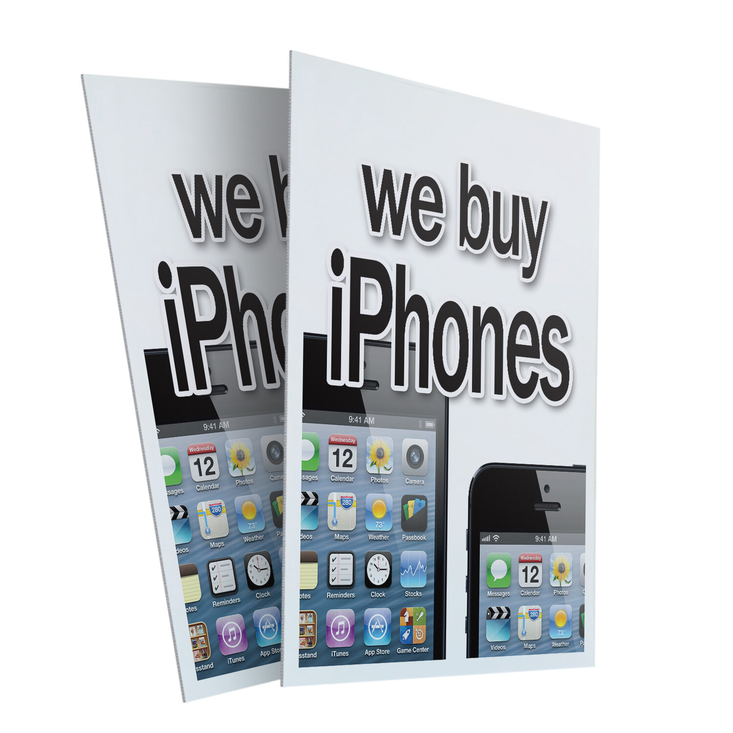 We Buy Iphones 24&Prime; x 36&Prime; 2 Pack Of Store Sign Plastic Or Decal