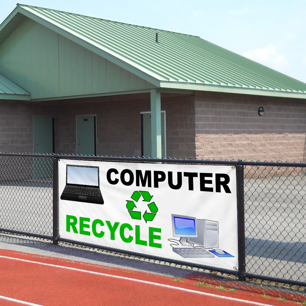 Vinyl Banner Multiple Sizes Computer Recycle Weatherproof Industrial Yard Signs