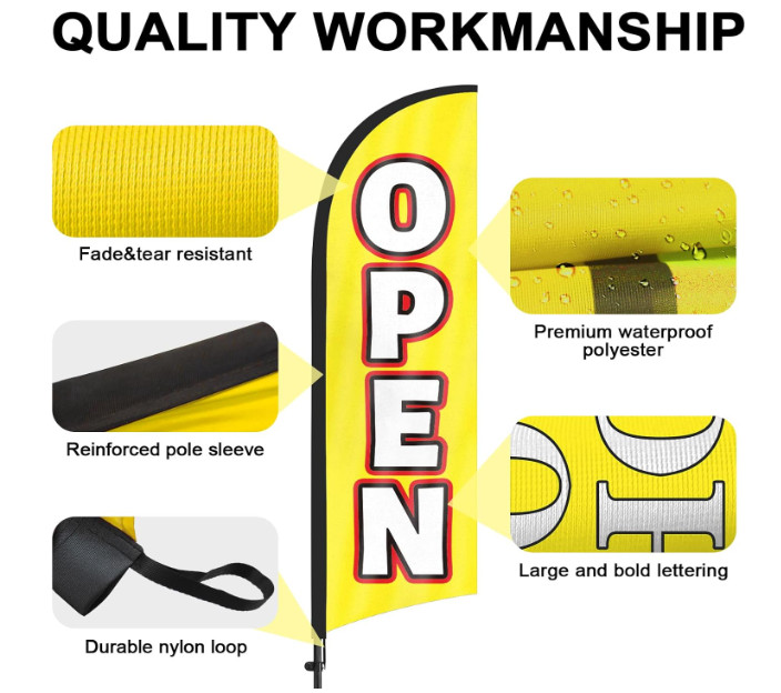 Open Feather Flag with Pole and Ground Stake, 8FT Swooper Advertising Banner Sig