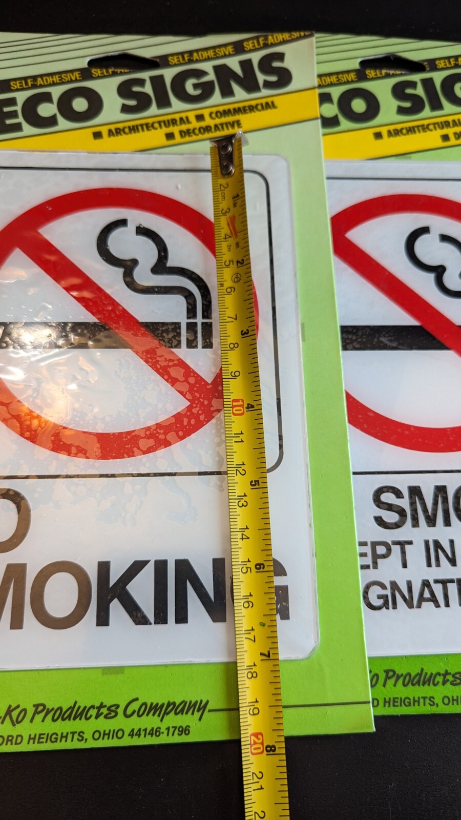 New HY-KO Products No Smoking Deco Sign 5&Prime; X 7&Prime; Plastic Commercial Lot