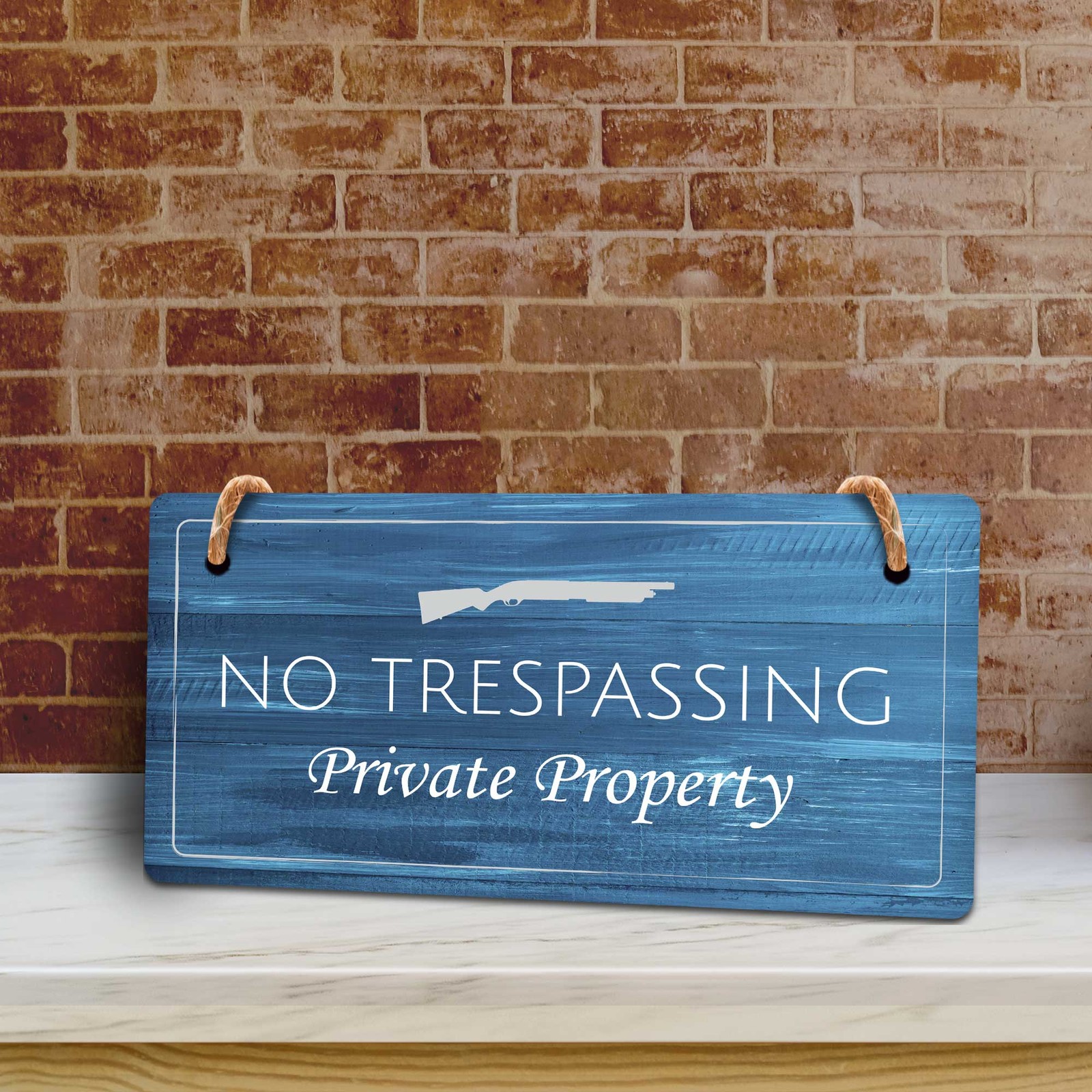 Security & Surveillance | Rustic Dark Blue Wood 5 x 10&Prime; Hanging Signs