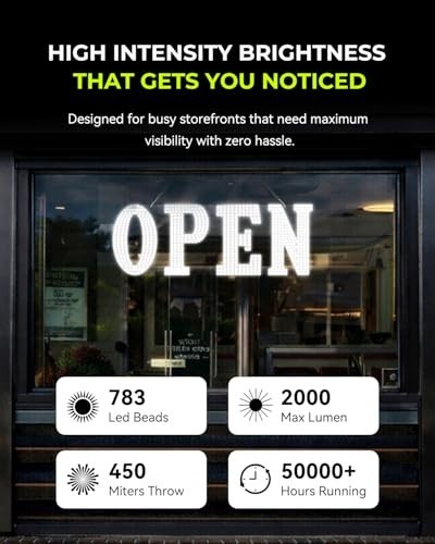 Extra Bright 40&Prime;x14&Prime; LED Open Sign – High Visibility Business Sign for Stores, B