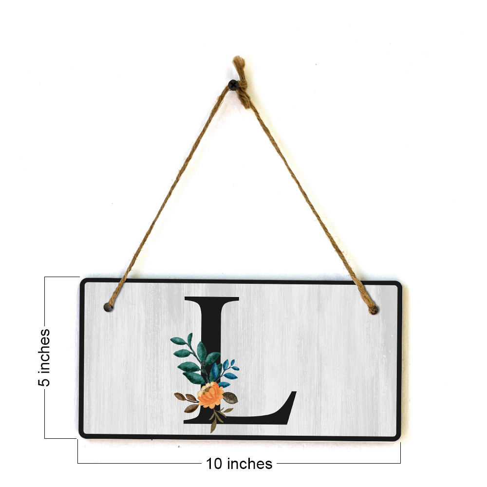 L Flower Decor 5×10 Hanging Wall or Door Sign | Alphabet Letter Room Decoration
