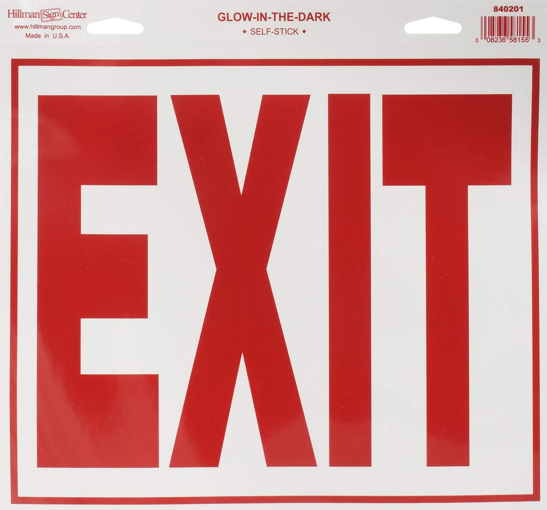 11×12 inch Glow in the Dark « Exit » Self-Adhesive Sign Red Reflective Vinyl