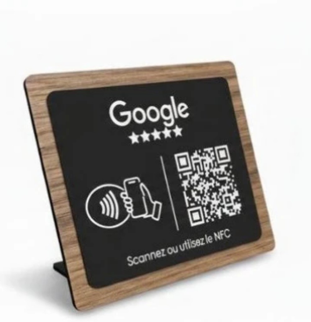 Personalized Engraved Wooden QR Code Easel (NFC) – Google Review Stand