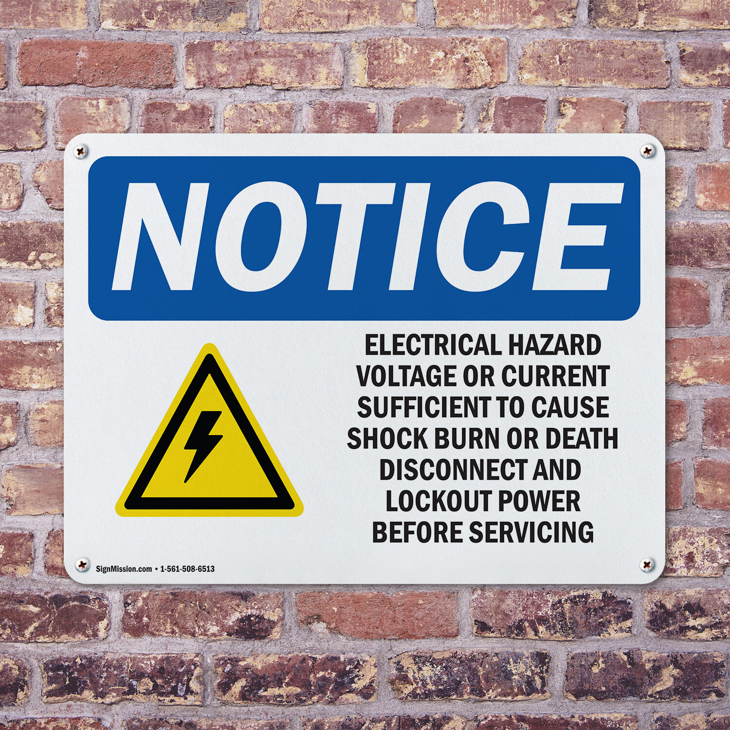 (2 Pack) Electrical Hazard Voltage Or OSHA Notice Sign Decal Metal Plastic