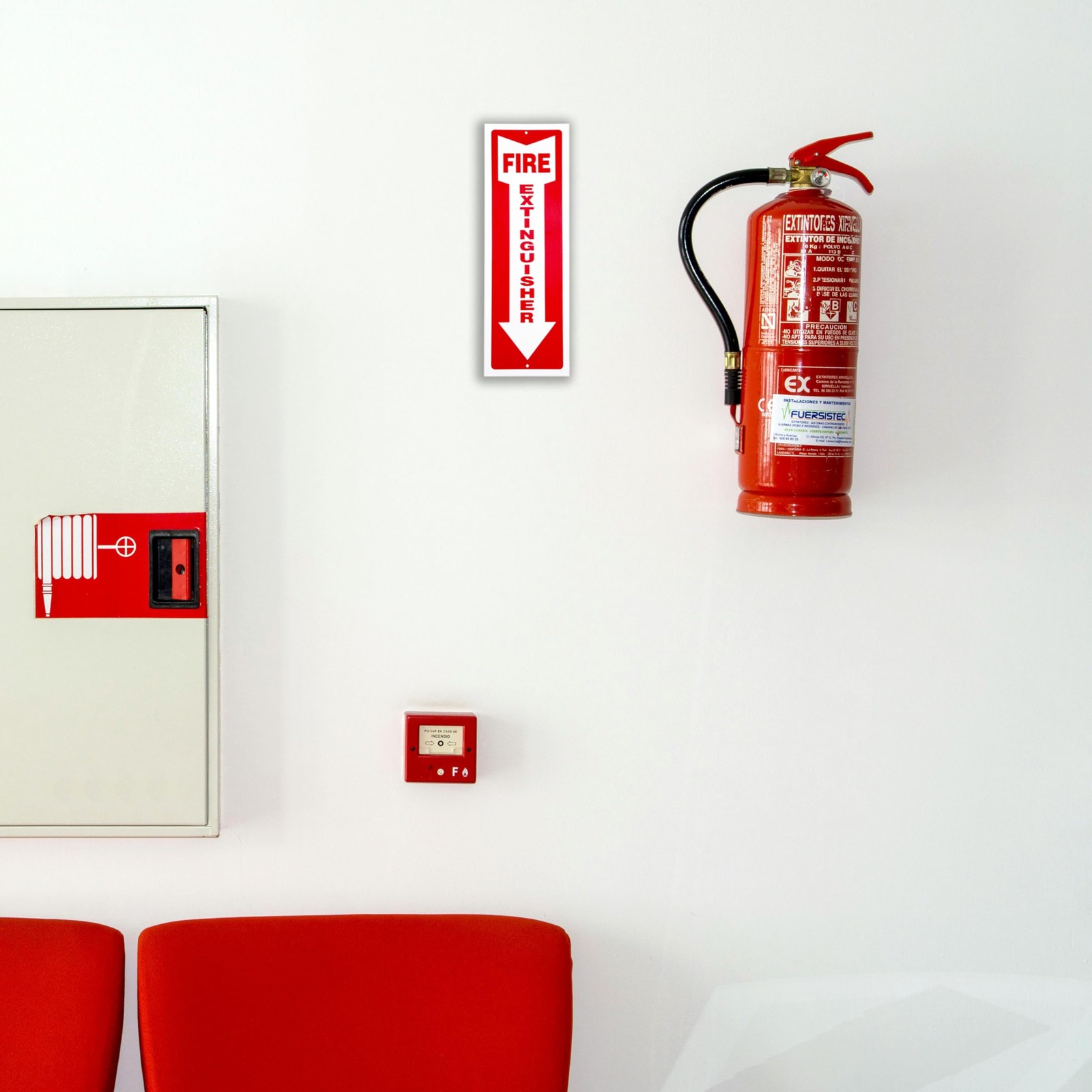 Fire Extinguisher Sign – 12 Pack 4×12 Inch – 23 Mil Plastic – Fire Extinguish…