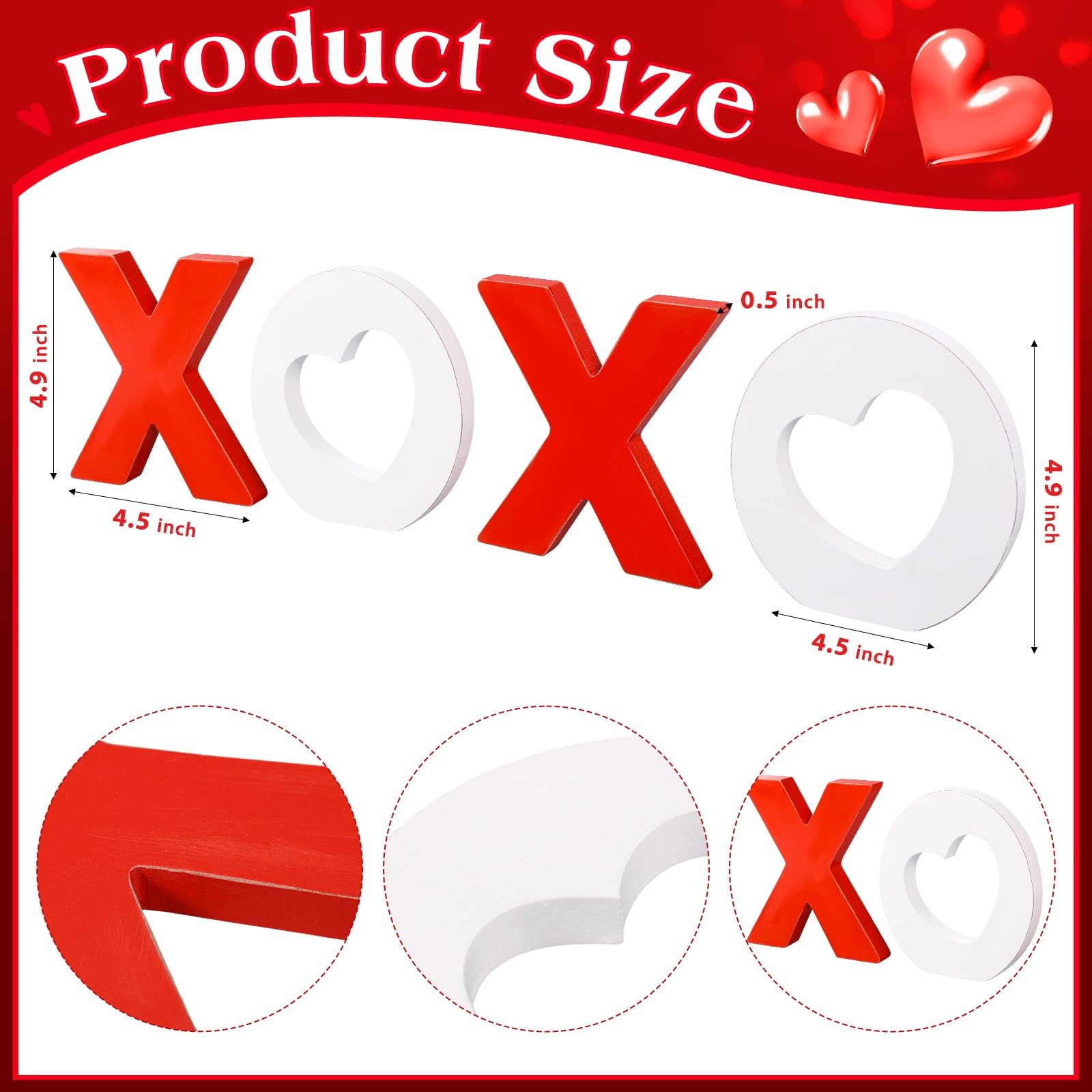 4 PCS Valentines Day Wooden XOXO Tabletop Tiered Tray Decoration Home
