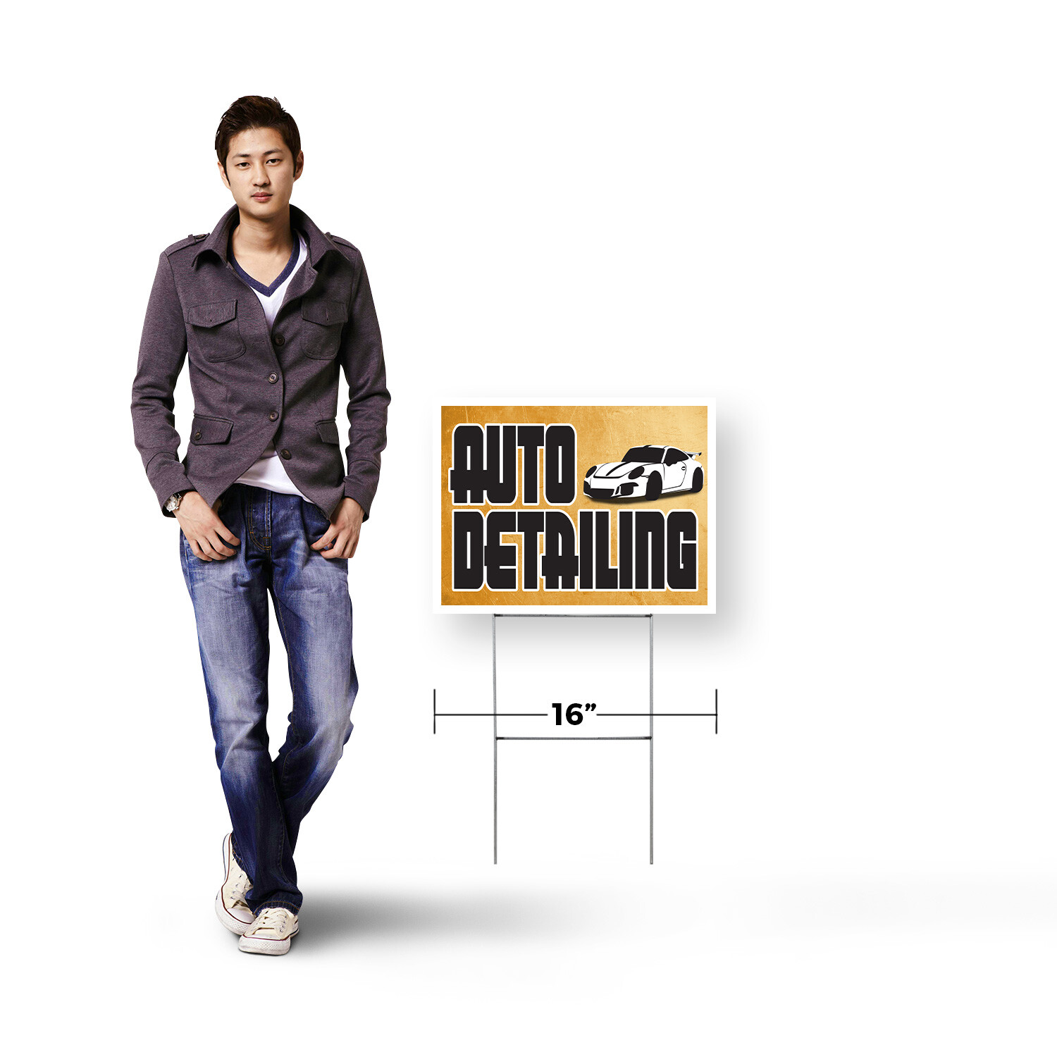 Auto Detailing Yard Sign Professional Cleaning Services, Car Waxing, Polishing