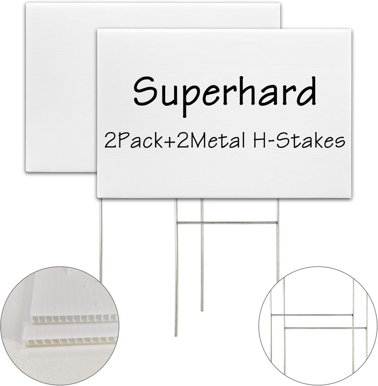 Blank Yard Signs With Stakes, 2 Pack 18 x 12 Inches White Plastic Lawn white