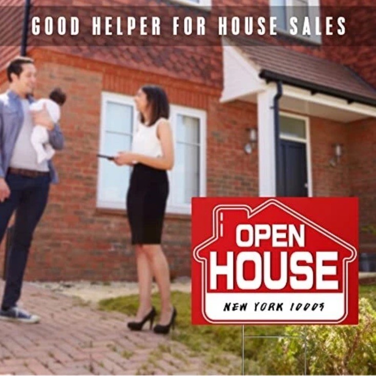 Open House Signs 5 Pack 16&Prime; x 12&Prime; Double-Sided Yard Signs with Metal H Stakes…