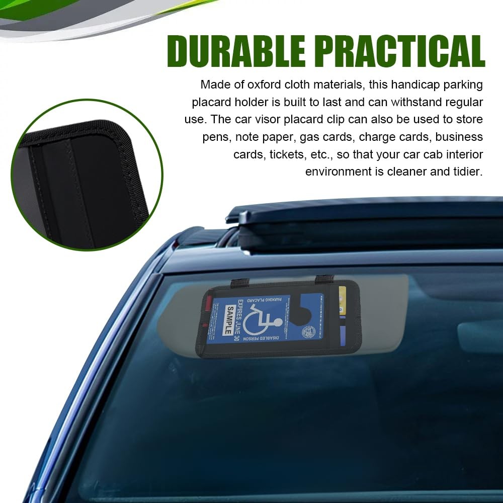 2PCS Handicap Placard Holder for Auto, Disabled Parking Permit 2PCS, Black