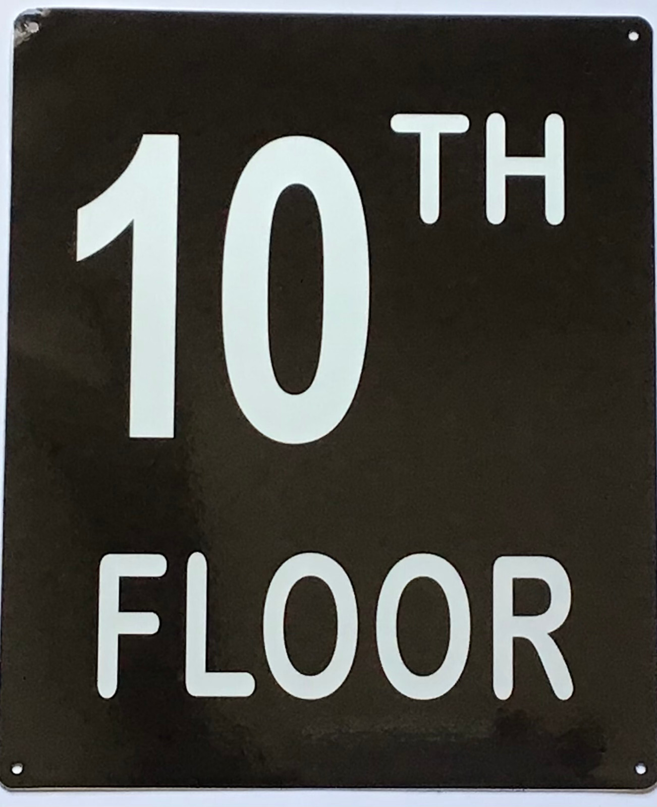 10TH FLOOR SIGN (10X12, Black Background, Aluminum)