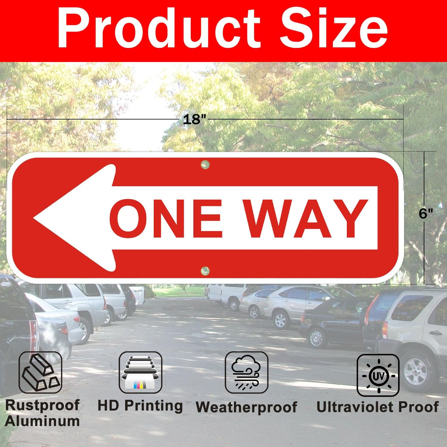 2 PCS One Way Sign Left Arrow 18×6 Inch Rust Free Reflective Aluminum