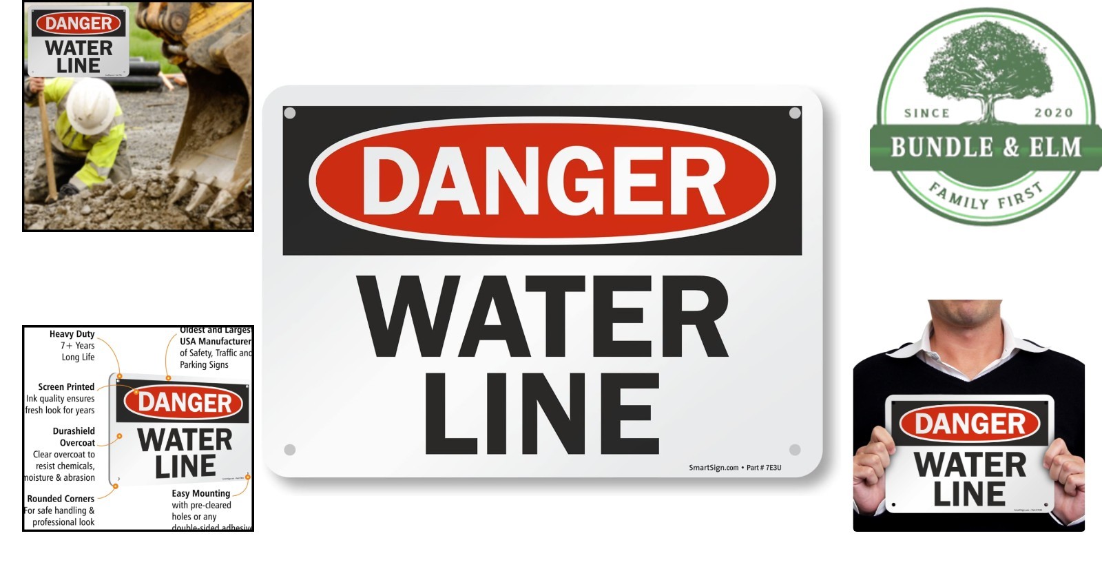 Portrait Orientation 7&Prime; x 10&Prime; Water Line Sign, Heavy-Duty Aluminum Construction