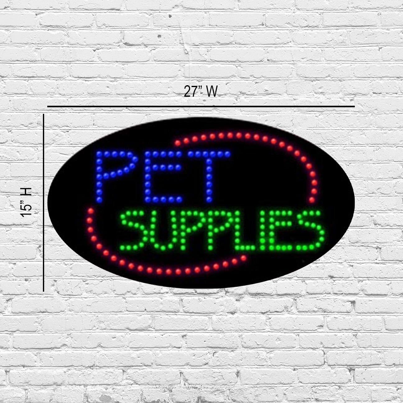LED Pet Supplies Sign for Retail Displays | Light Up Sign | 15&Prime;H x 27&Prime;W x 2&Prime;D