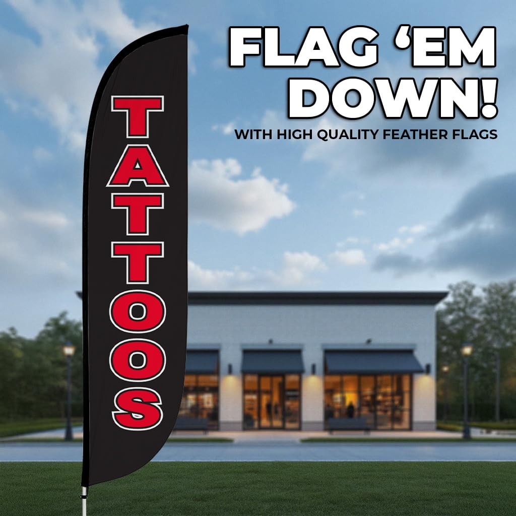 Lookourway Feather Flag Pole Kit – 12 Feet Tall Advertising Flag Banner