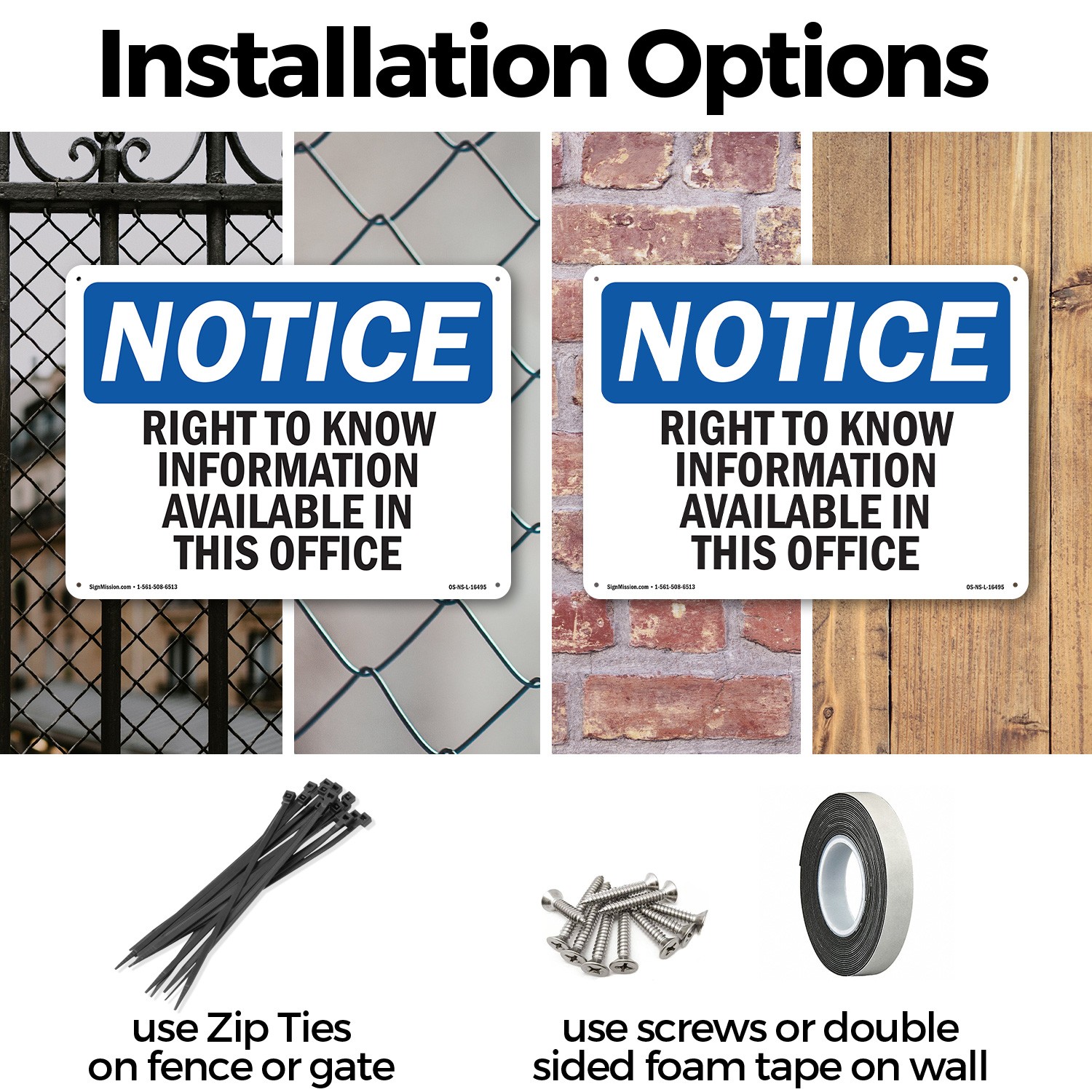 Right To Know Information Available OSHA Notice Sign Or Decal – 5 or 10 Pack