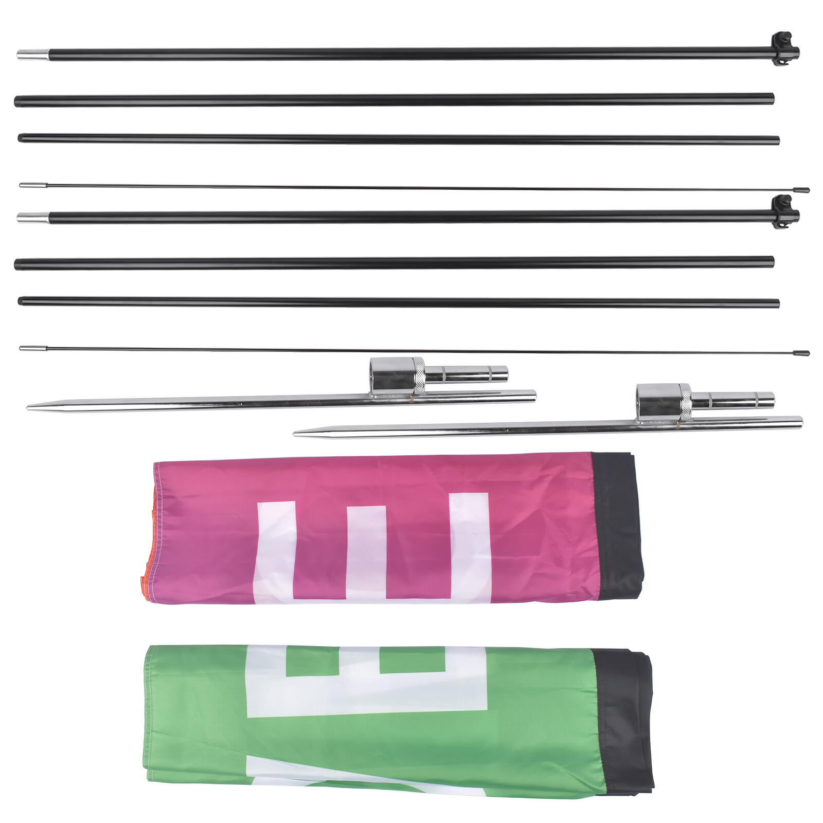 2/3/4 Banner Flags, Poles, Ground Stakes, Grand Opening Flag Banner Pole Kit