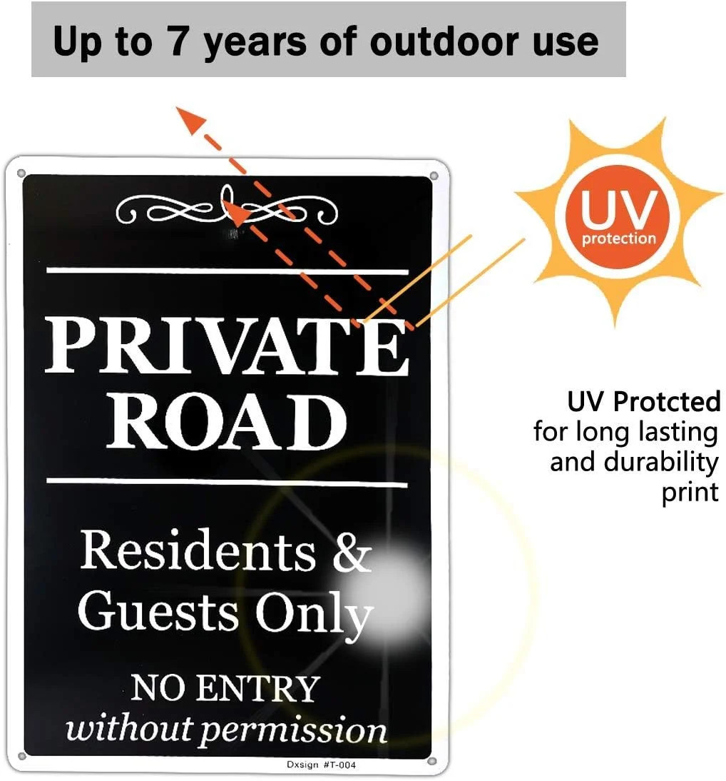 2 Pack Private Road Sign, Residents & Guests Only Access, No Entry Without Permi