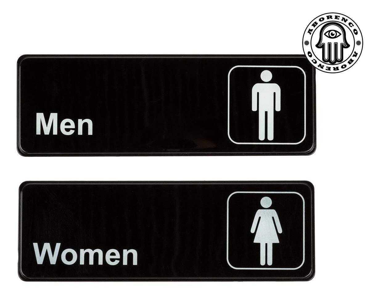 2 Pcs 9&Prime;x3&Prime; Men and Women Restroom Signs Bathroom Door Sign for Office Business