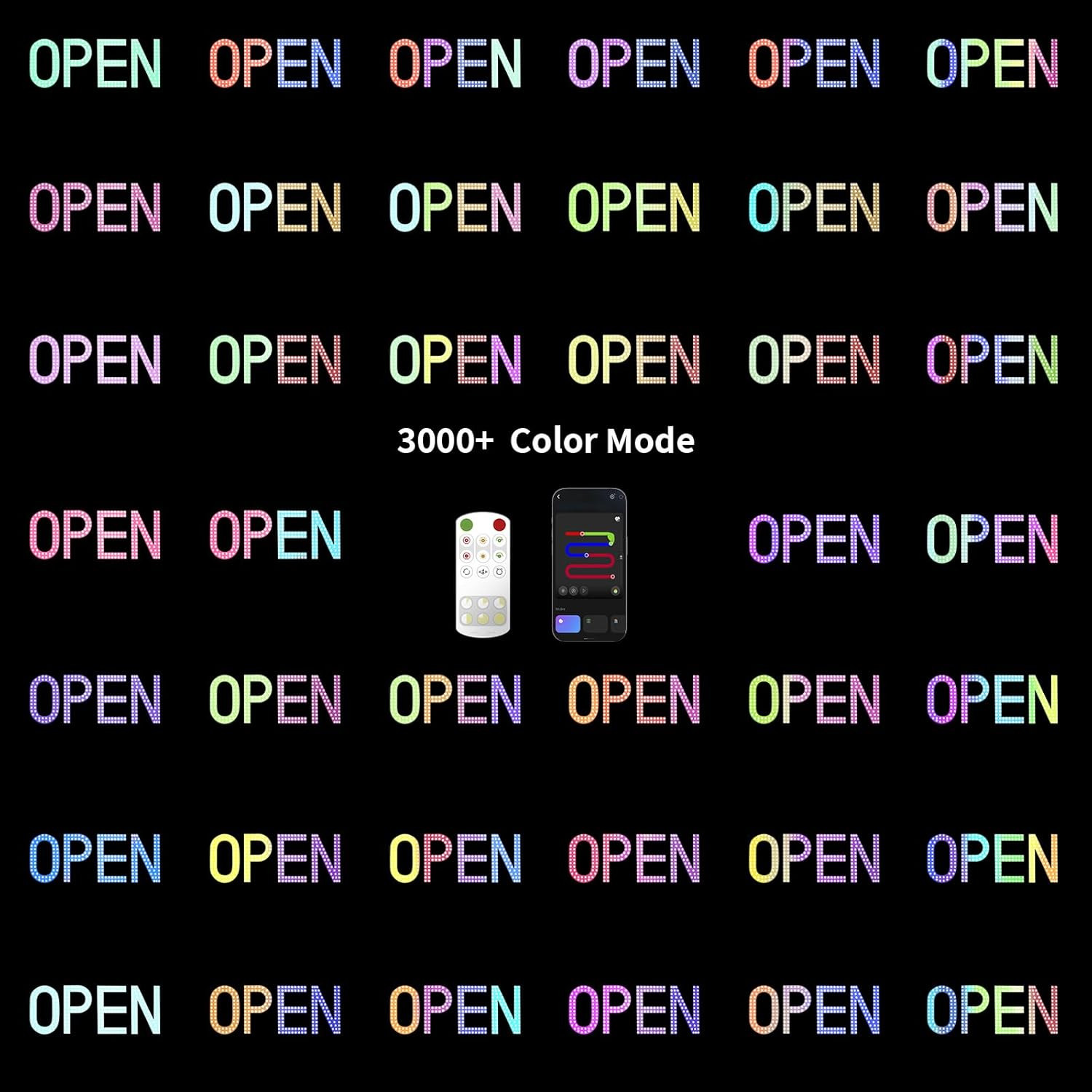 Super Bright Multi-Color LED Open Sign for Stores & Restaurants – 40&Prime; x 14
