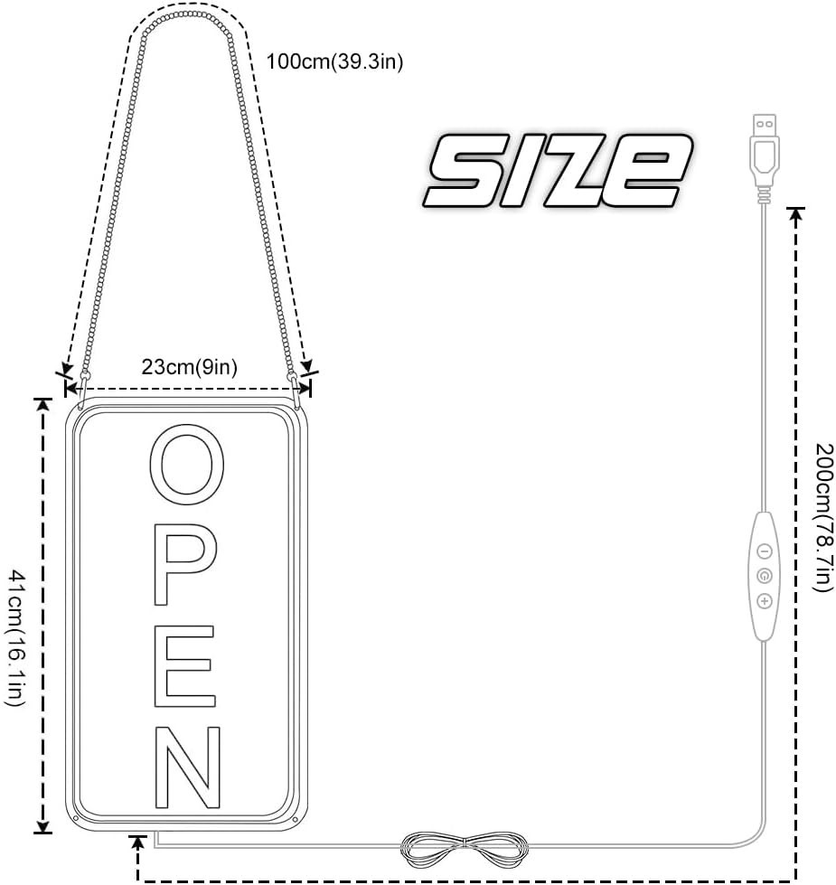 Durable USB-Powered 16×9 LED Open Sign with ON/OFF Switch – Perfect for Outdoors