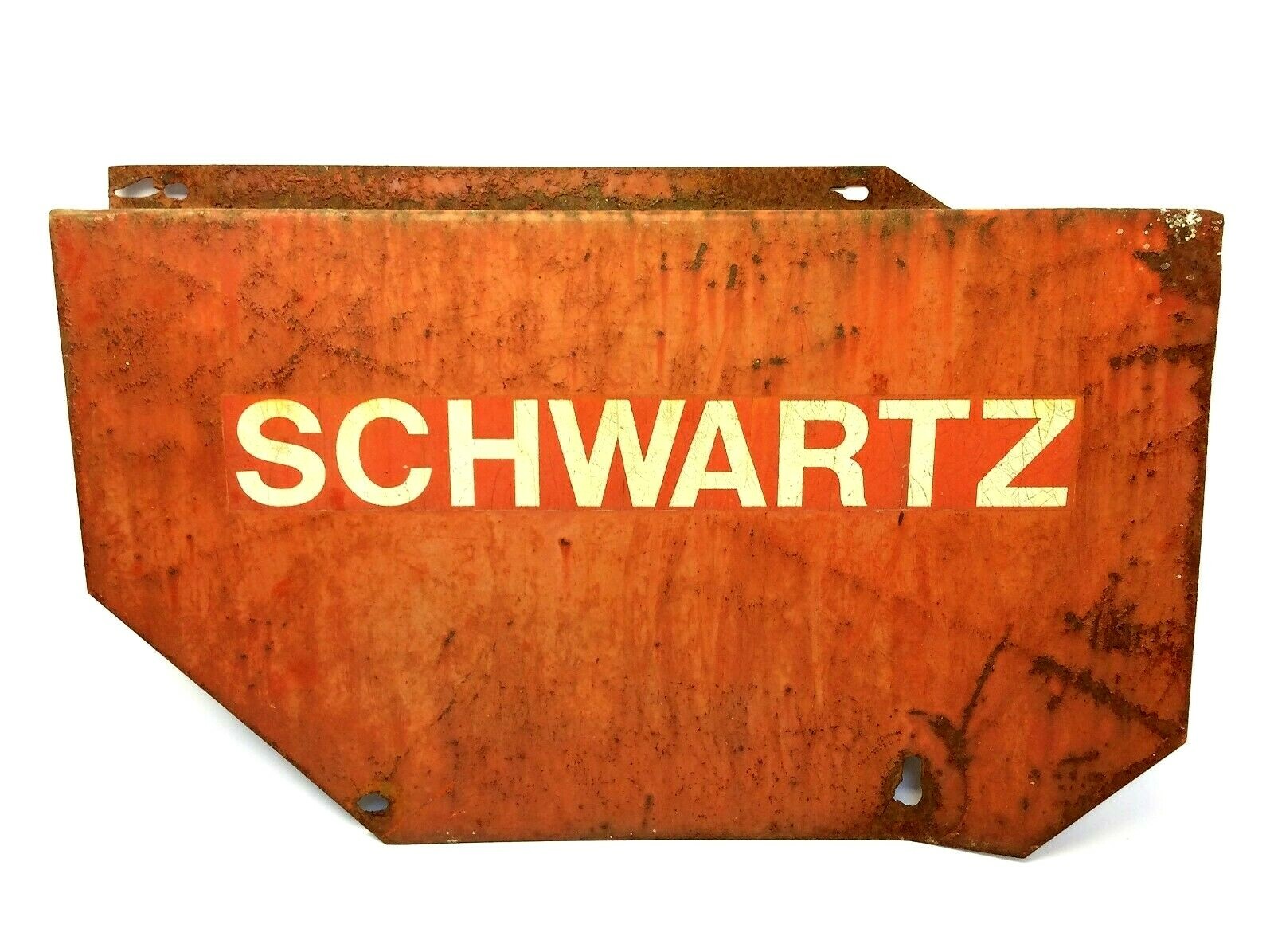 Vintage Metal Steel Painted Red Schwartz One Sided Business Sign Advertising