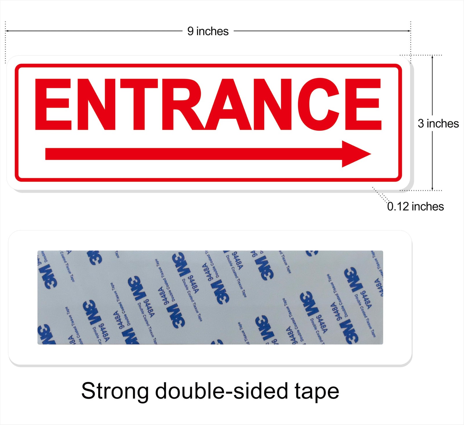 White Right Arrow Entrance Sign Premium Frosted Acrylic Adhesive 9×3 Inches