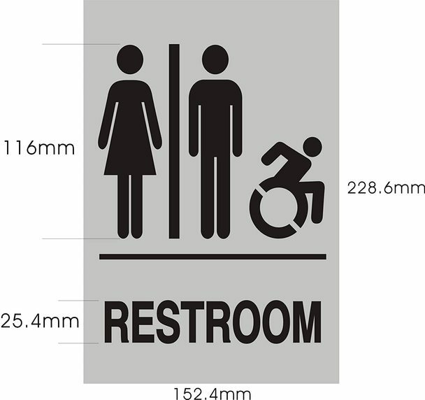 Unisex Restroom – Sign. 6&Prime;x9&Prime; Sign -(Aluminium, Brush Silver,Size 6×9)-ref0420