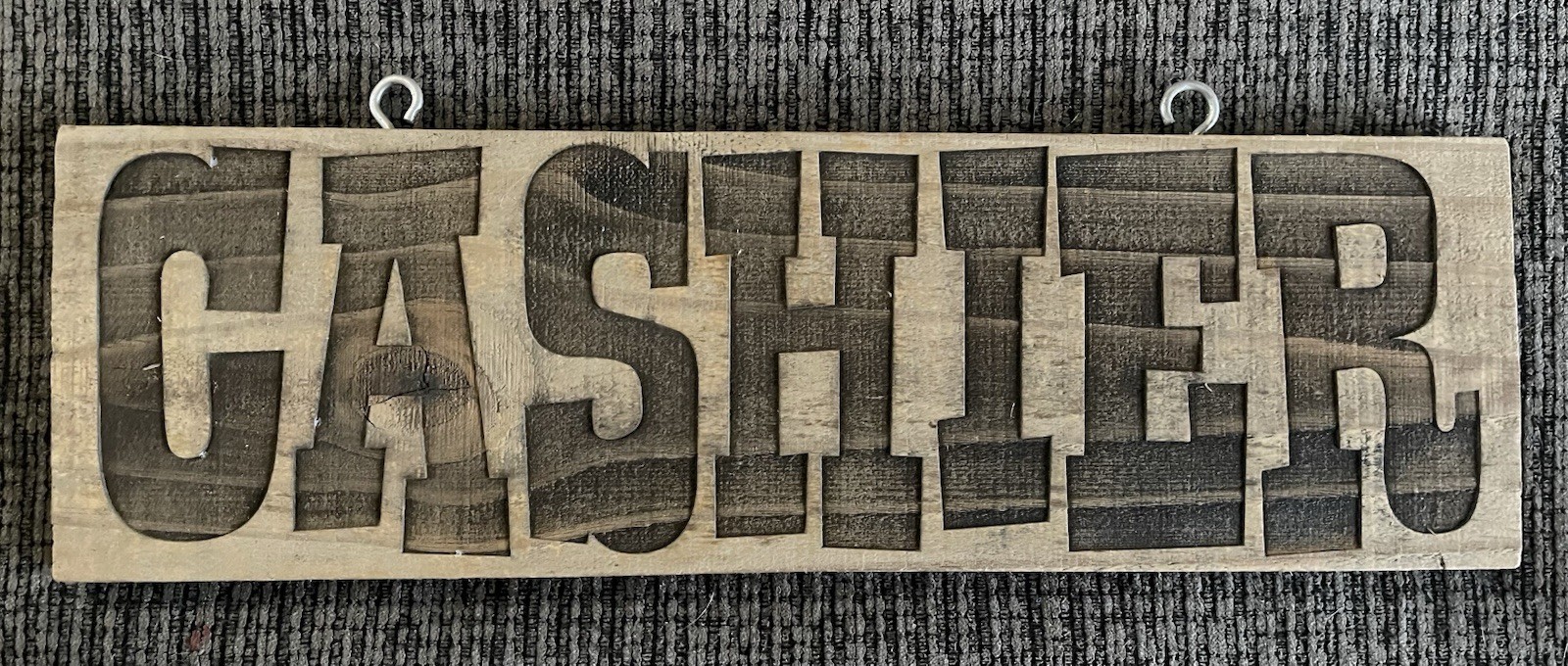 Rustic Wooden Cashier Sign Cash Register Sign Cashier Display for Shop Store