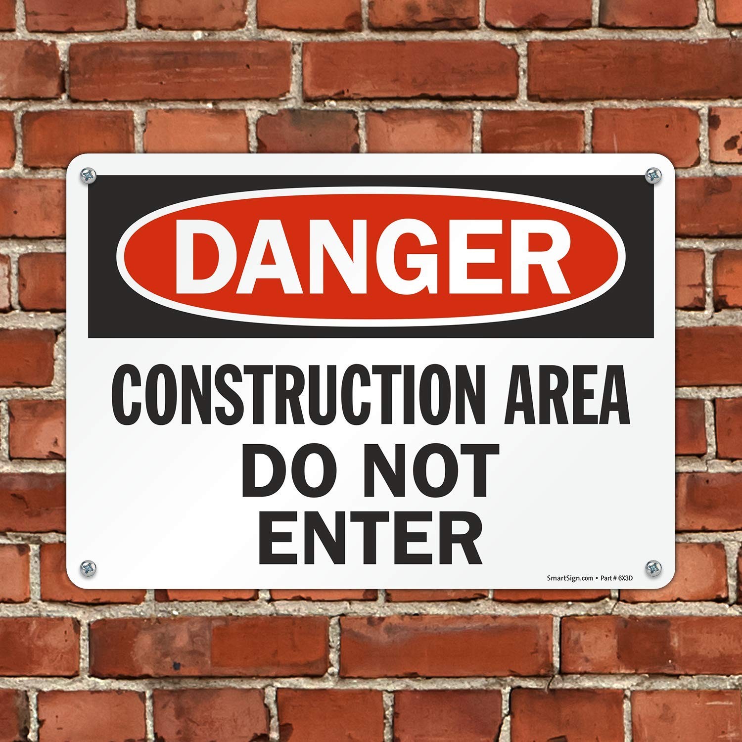 Danger Construction Area Do Not Enter Sign Heavy Duty Plastic Warning 10×14 In