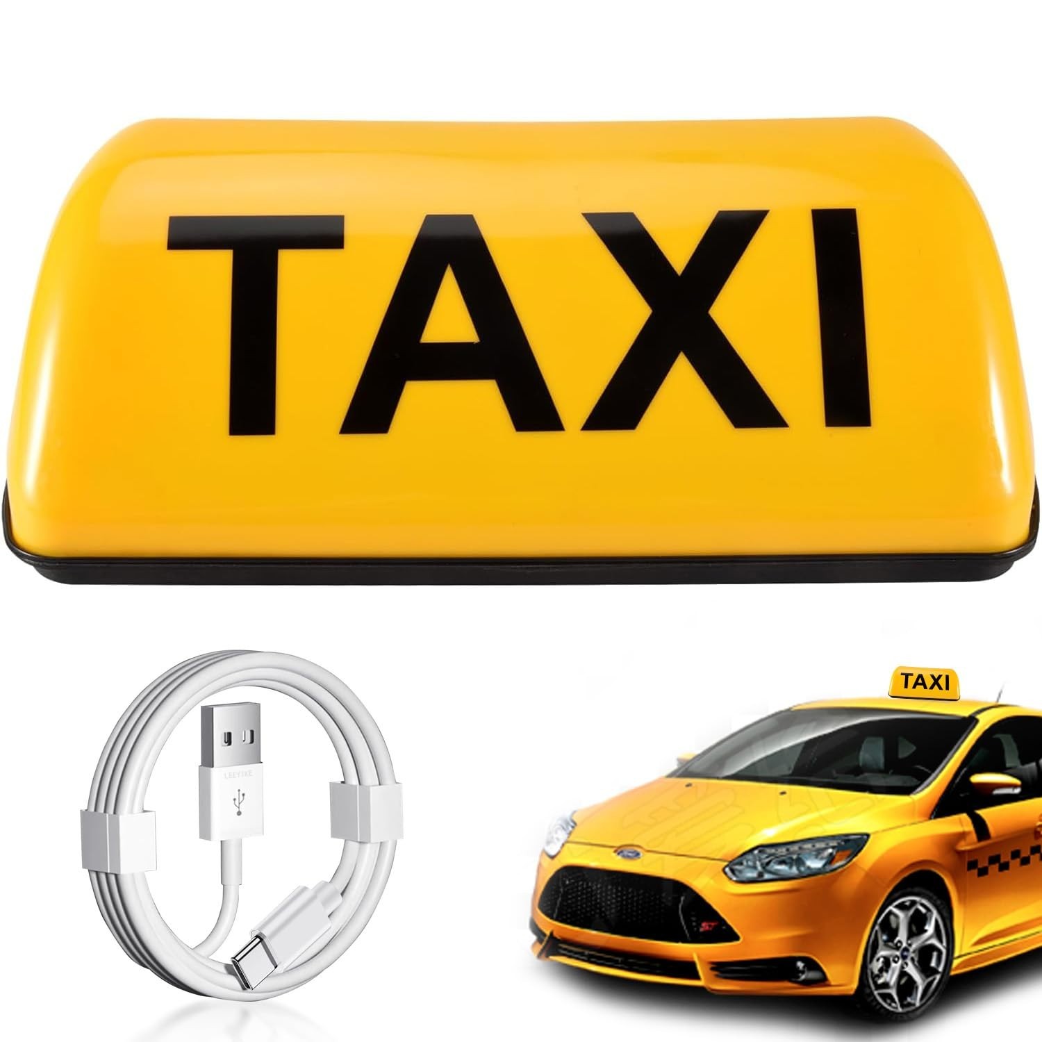 Rechargeable Taxi Roof LED Sign – Magnetic Cab Light with USB Type C – 120 km/h