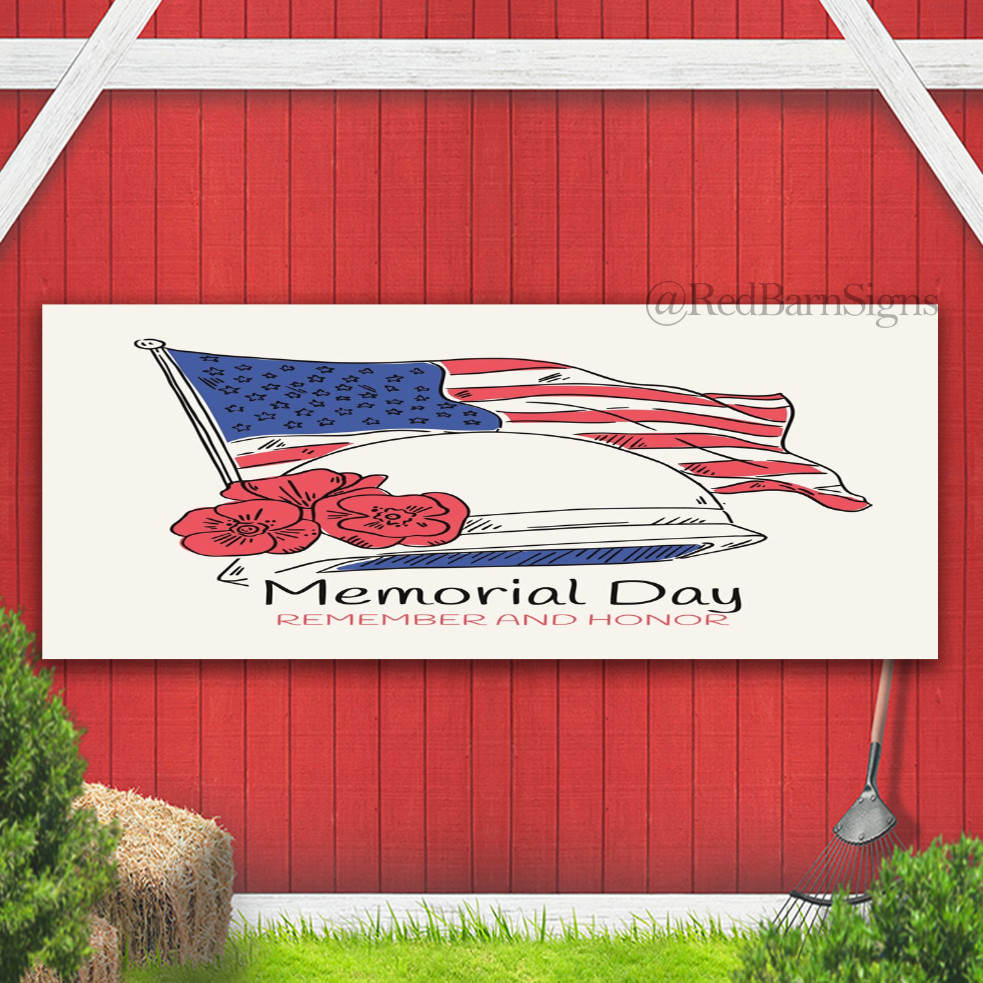 Memorial Day Honor Patriotic Armed Forces Military Veteran USA Banner Sign 03