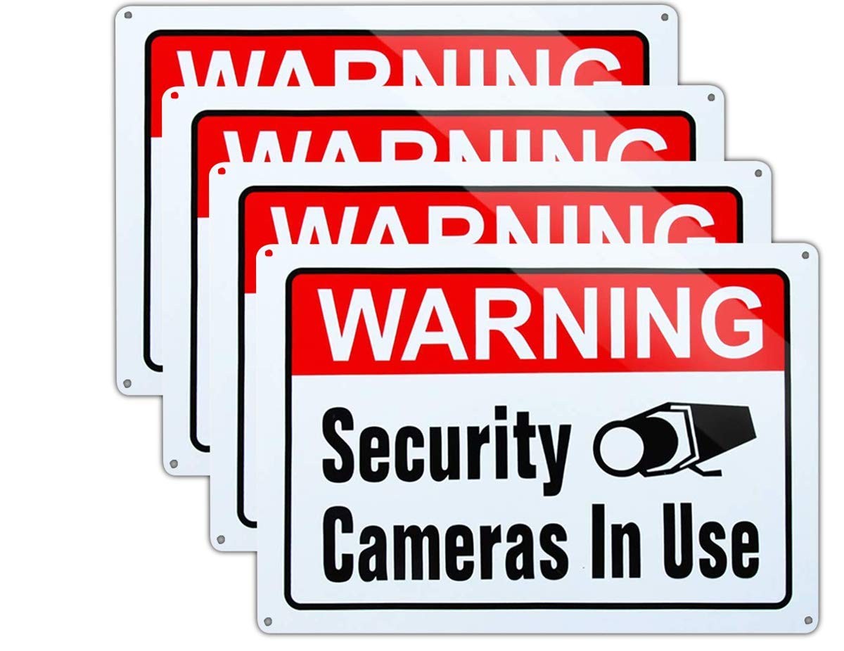 4 Pack Video Surveillance Warning Signs Aluminum Security Camera Signs
