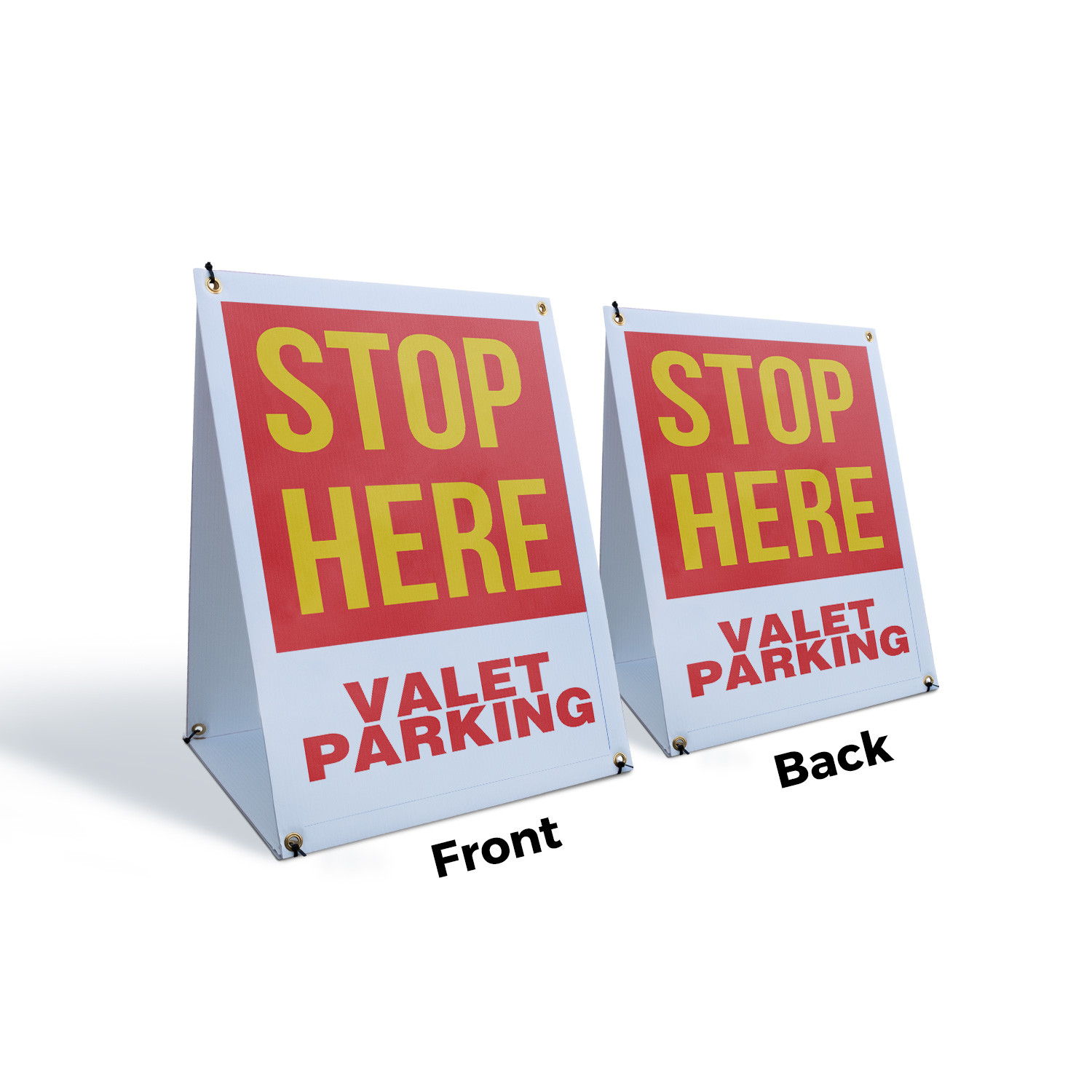 Stop Here Valet Parking A-Frame Sidewalk Sign Traffic Control Clear Message