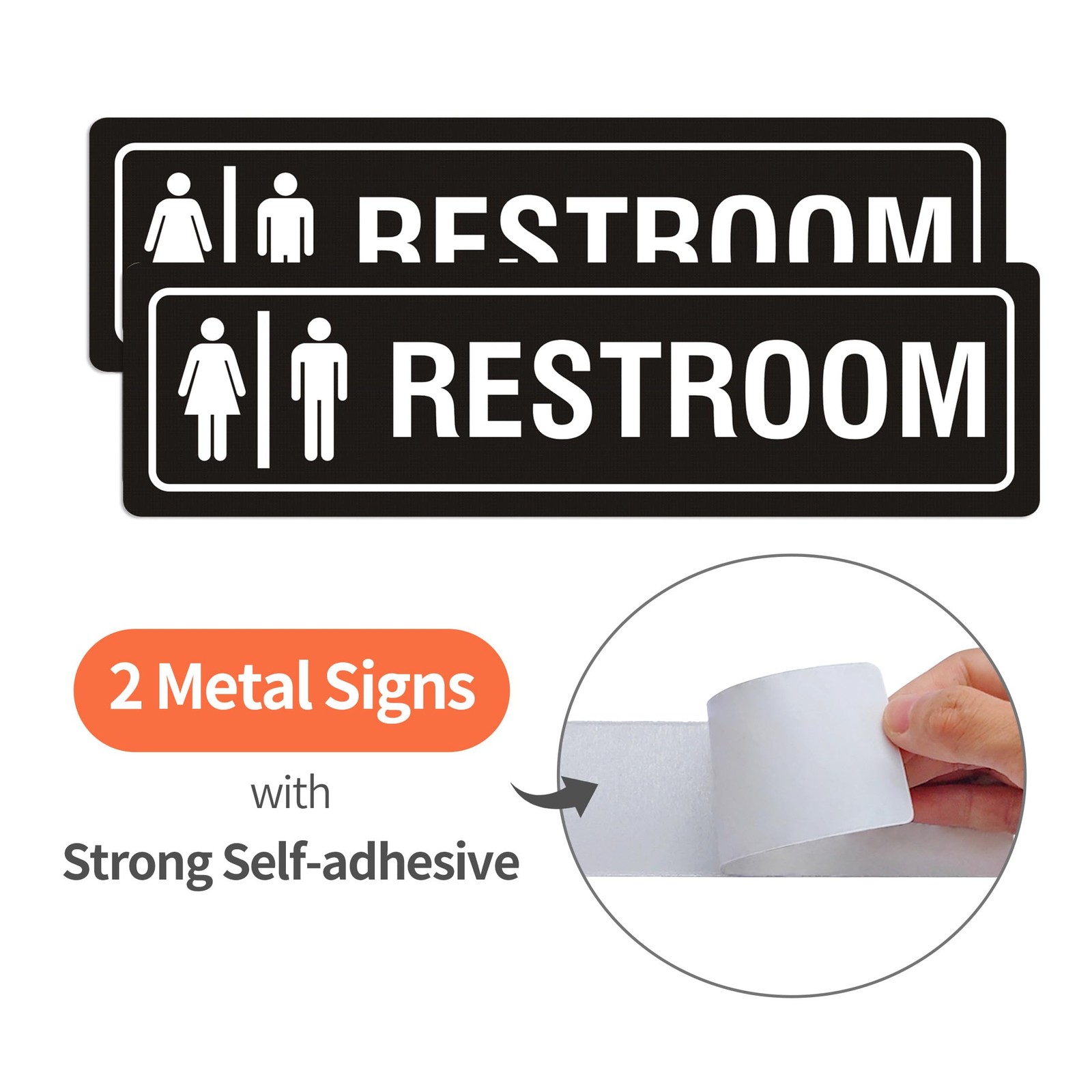 Restroom Sign Unisex for Business and Home, 7&Prime; x 2&Prime; SelfAdhesive Metal for Of…
