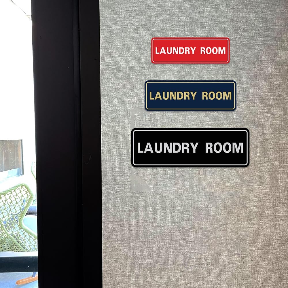 Laundry Room Wall Door Sign Durable Property Signage Red Large 1 PCS