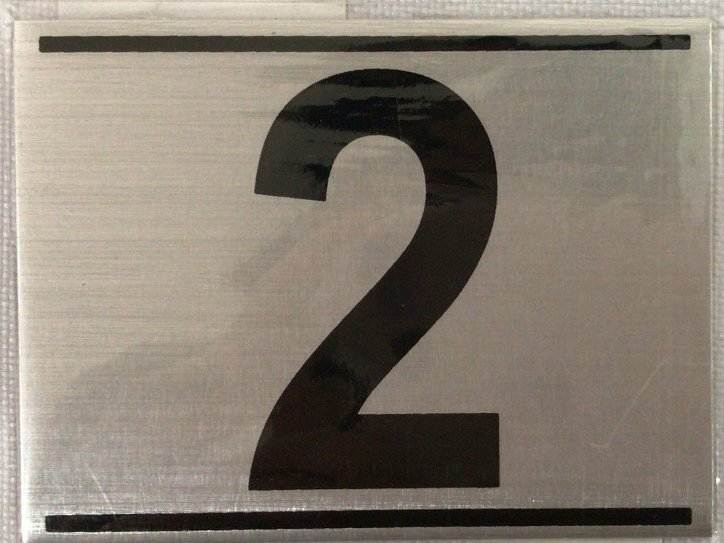 APARTMENT NUMBER TWO (2) SIGN – -BRUSHED ALUMINUM (2.25X3)–REF24-1027