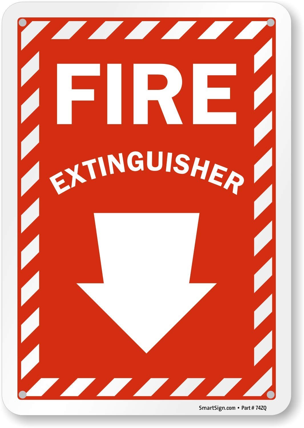 10×7 Inch Fire Extinguisher Sign Down Arrow HDPE Plastic Red White Safety