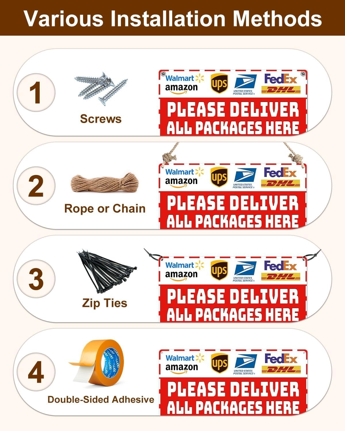 Waterproof Metal Sign for Home Package Delivery