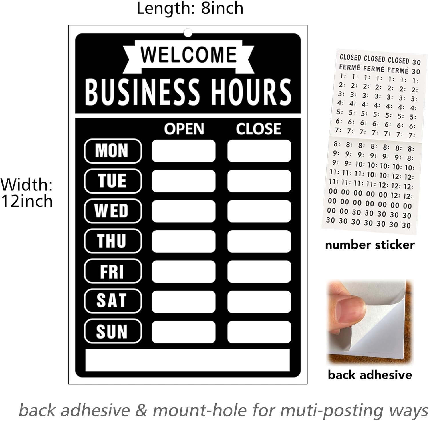 Open Closed Signs Business Hours Sign Set for Window Door Open Signs for Busines
